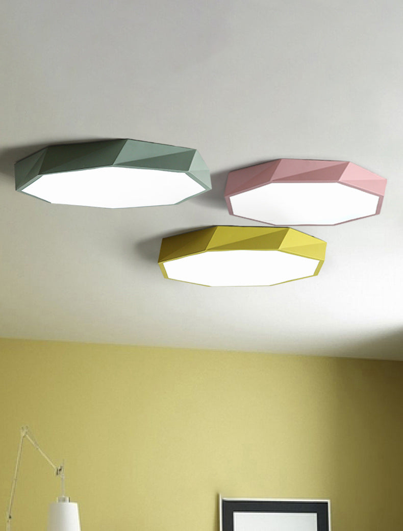 Acrilico Macaron LED de monte en el moderno estilo creativo de acero de techo geométrico de luz para dormitorio
