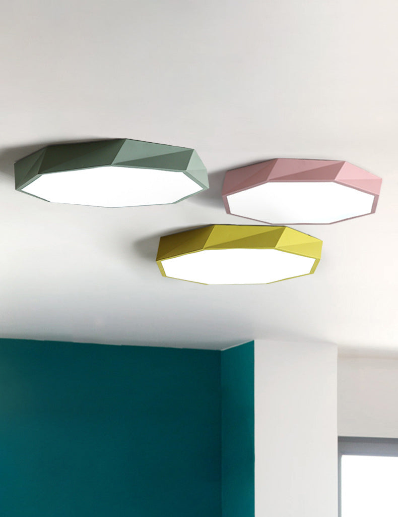 Acrilico Macaron LED de monte en el moderno estilo creativo de acero de techo geométrico de luz para dormitorio