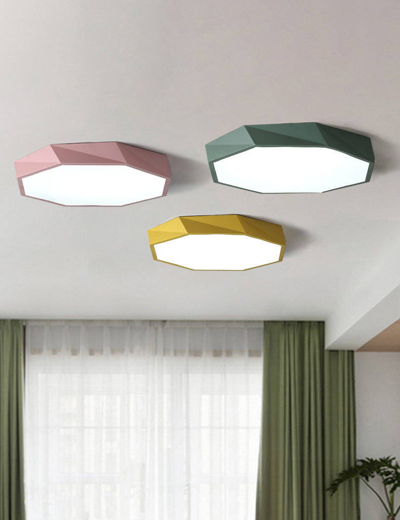 Acrilico Macaron LED de monte en el moderno estilo creativo de acero de techo geométrico de luz para dormitorio