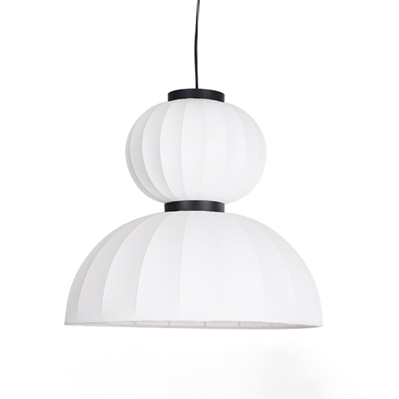 White Geometric Silk Pendant Light Nordic Modern Down Lighting for Living Room