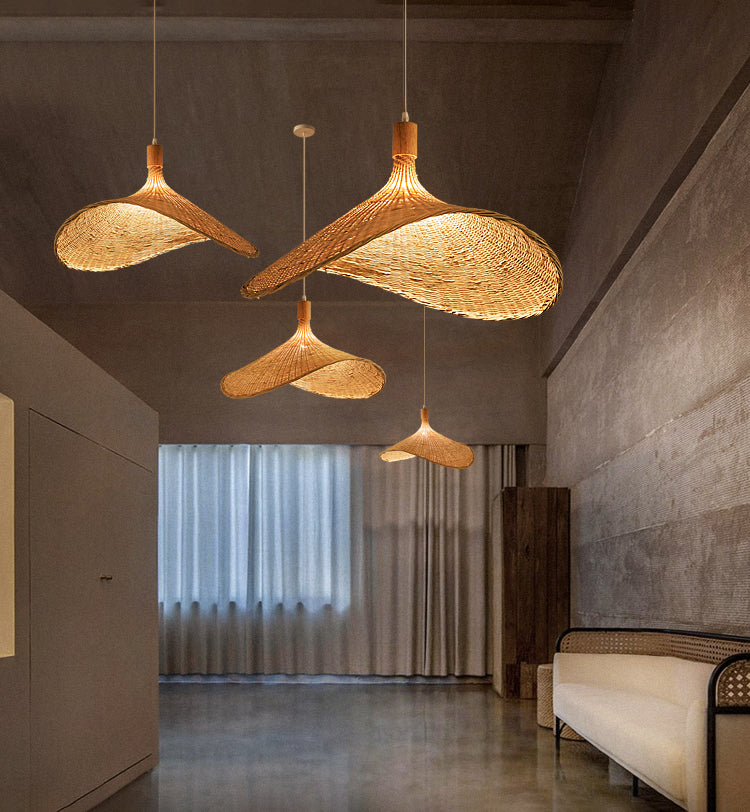 1-Licht-Bambus Hängsbeleuchtung Chinesisches Anhänger Lichtkit für Tea Room