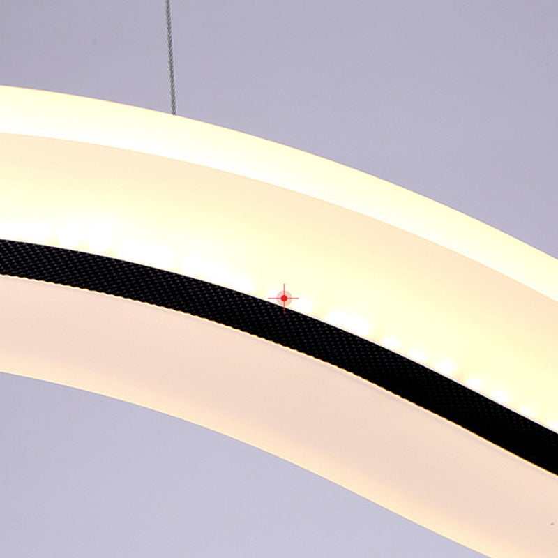 Luce dell'isola a led a forma d'onda bianca in stile moderno a sospensione in acciaio inossidabile con ombra acrilica