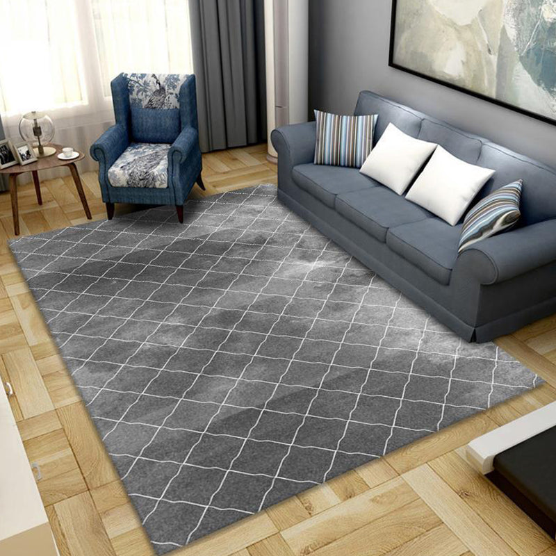 Grey Simplicity Rug Polyester Geometric Indoor Rug Non-Slip Backing Area Rug for Living Room