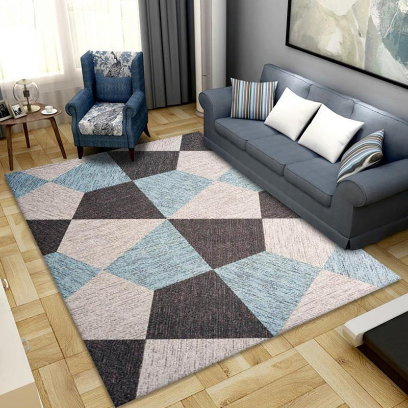 Grey Simplicity Rug Polyester Geometric Indoor Rug Non-Slip Backing Area Rug for Living Room