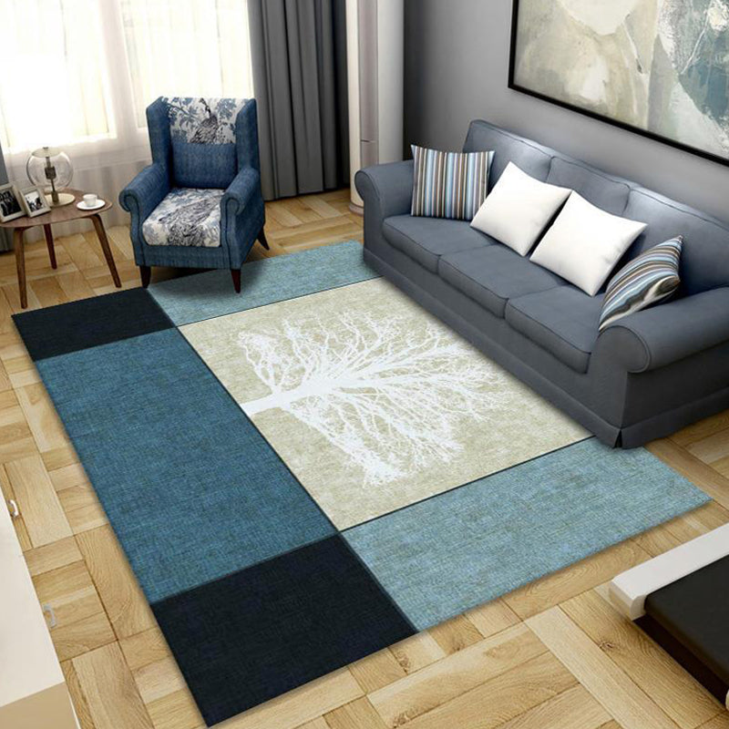Grey Simplicity Rug Polyester Geometric Indoor Rug Non-Slip Backing Area Rug for Living Room