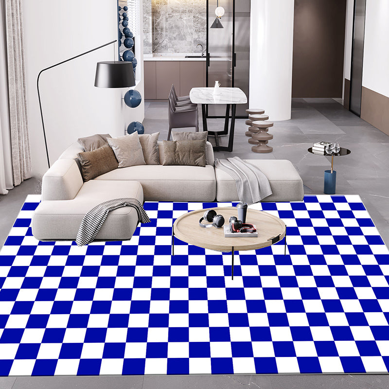 Beige Modern Rug Polyester Grid Indoor Rug Stain Resistant Area Rug for Living Room