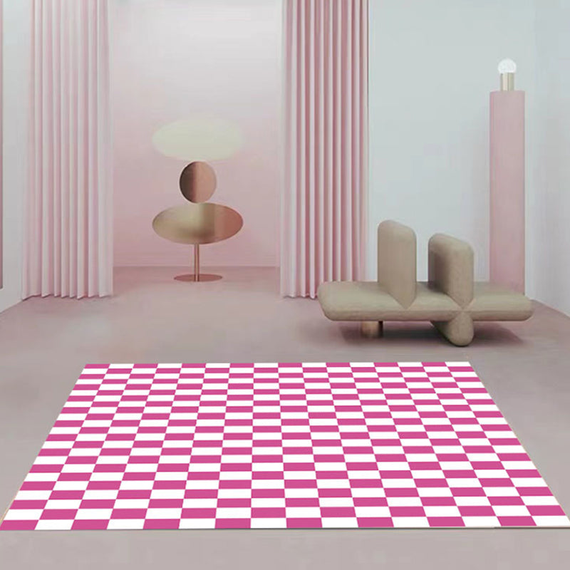 Beige Modern Rug Polyester Grid Indoor Rug Stain Resistant Area Rug for Living Room