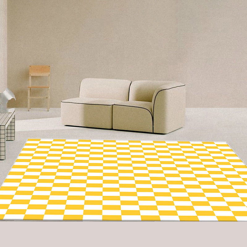 Beige Modern Rug Polyester Grid Indoor Rug Stain Resistant Area Rug for Living Room
