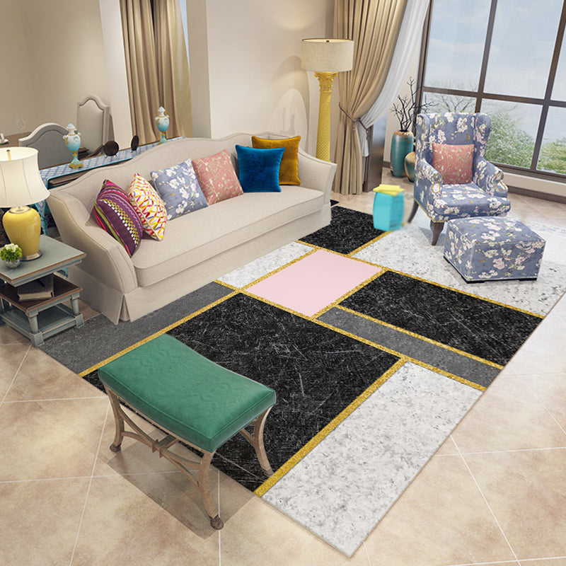 Light Grey Modern Rug Polyester Geometry Indoor Rug Stain Resistant Rug for Living Room
