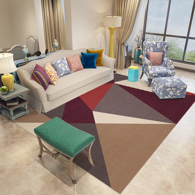 Light Grey Modern Rug Polyester Geometry Indoor Rug Stain Resistant Rug for Living Room