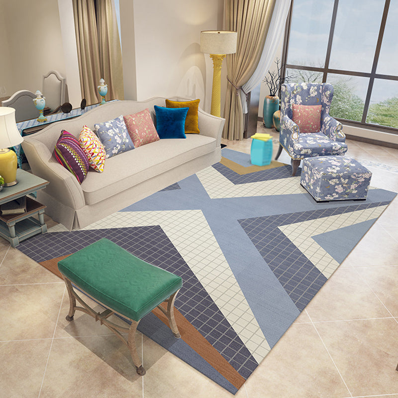 Light Grey Modern Rug Polyester Geometry Indoor Rug Stain Resistant Rug for Living Room