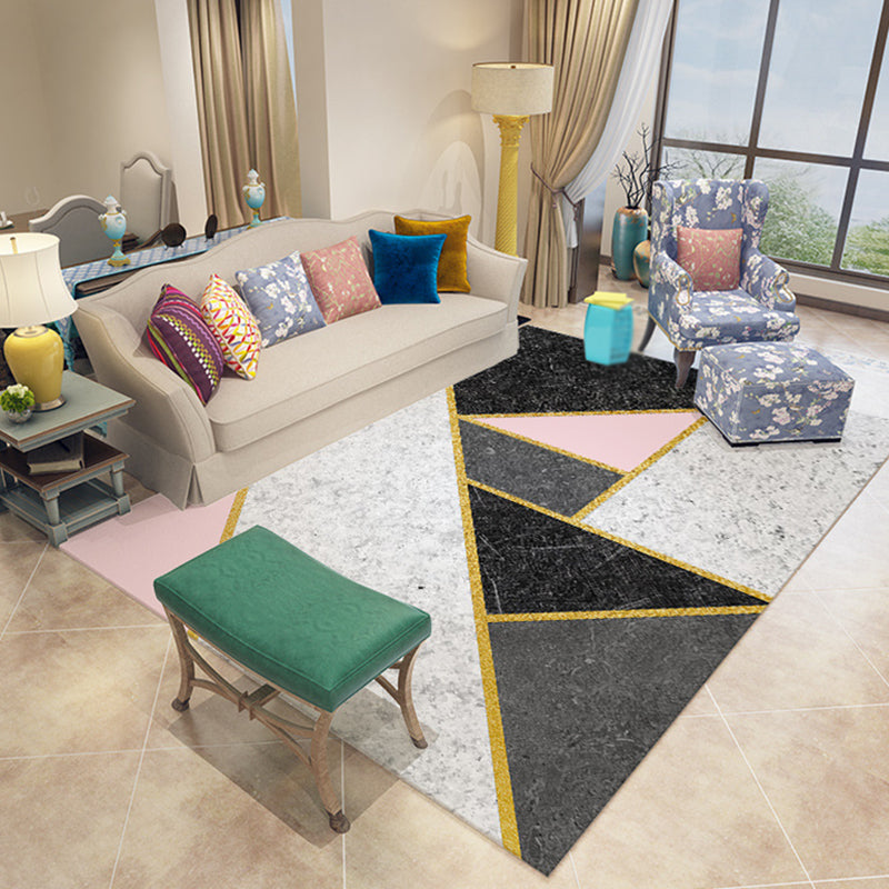 Light Grey Modern Rug Polyester Geometry Indoor Rug Stain Resistant Rug for Living Room