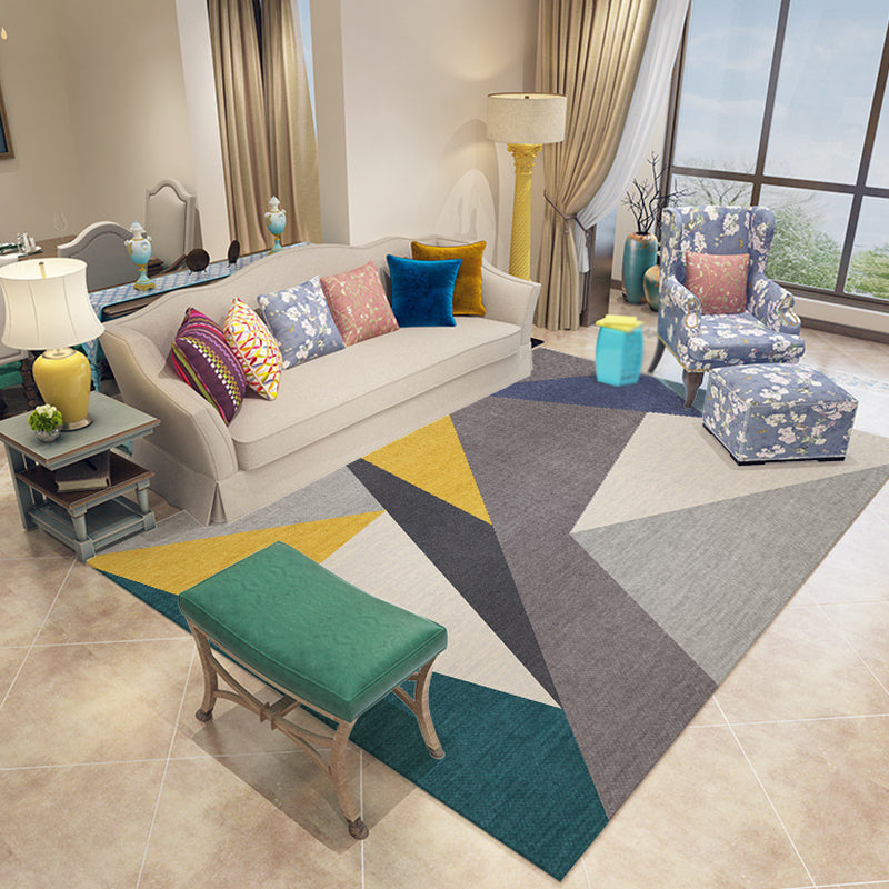 Light Grey Modern Rug Polyester Geometry Indoor Rug Stain Resistant Rug for Living Room