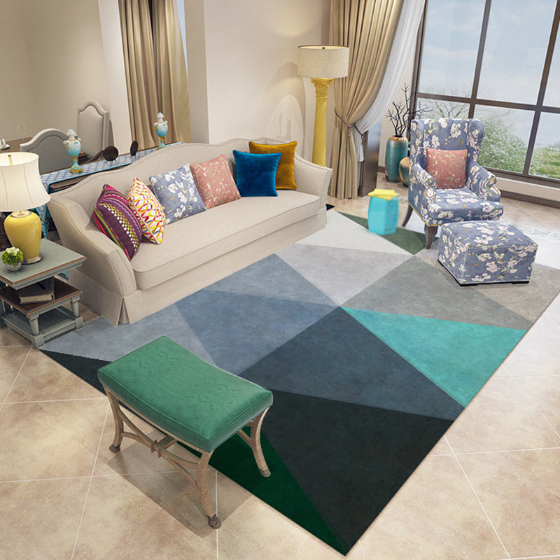 Light Grey Modern Rug Polyester Geometry Indoor Rug Stain Resistant Rug for Living Room