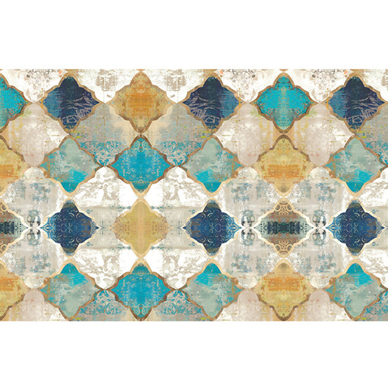 Nostalgia Moroccan Tile Carpet Polyester Indoor Rug Stain Resistant Area Carpet for Living Room