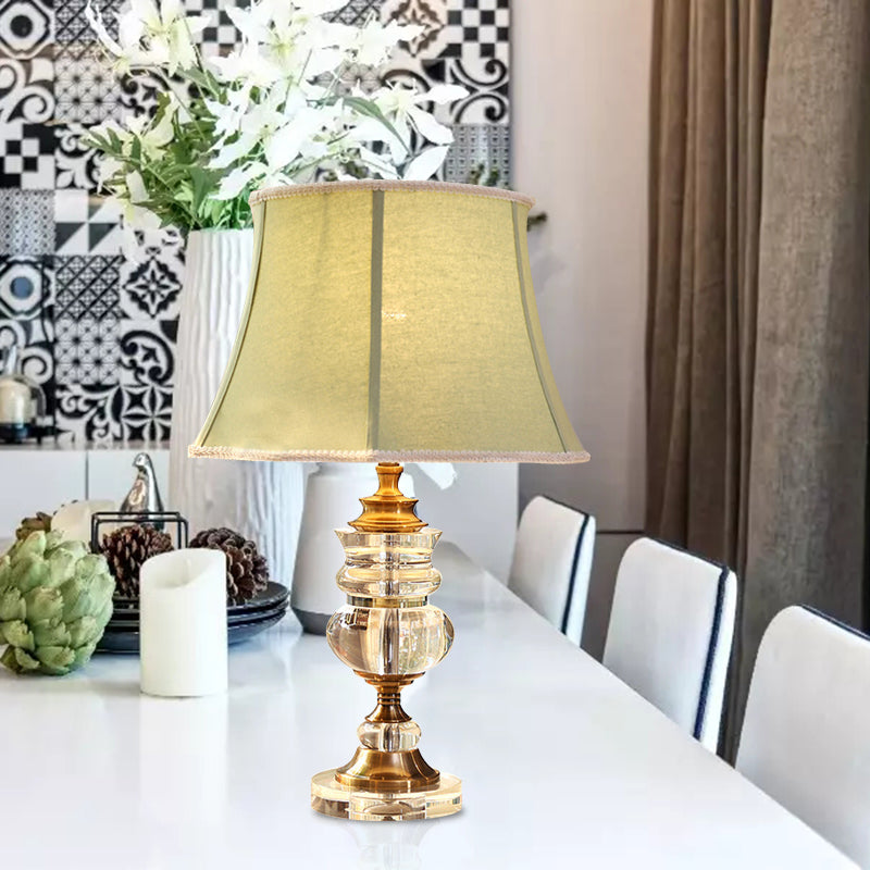 Crystal Tapered Table Lamp Minimalism 1 Light Bedroom Nightstand Light in Green with Crystal Deco