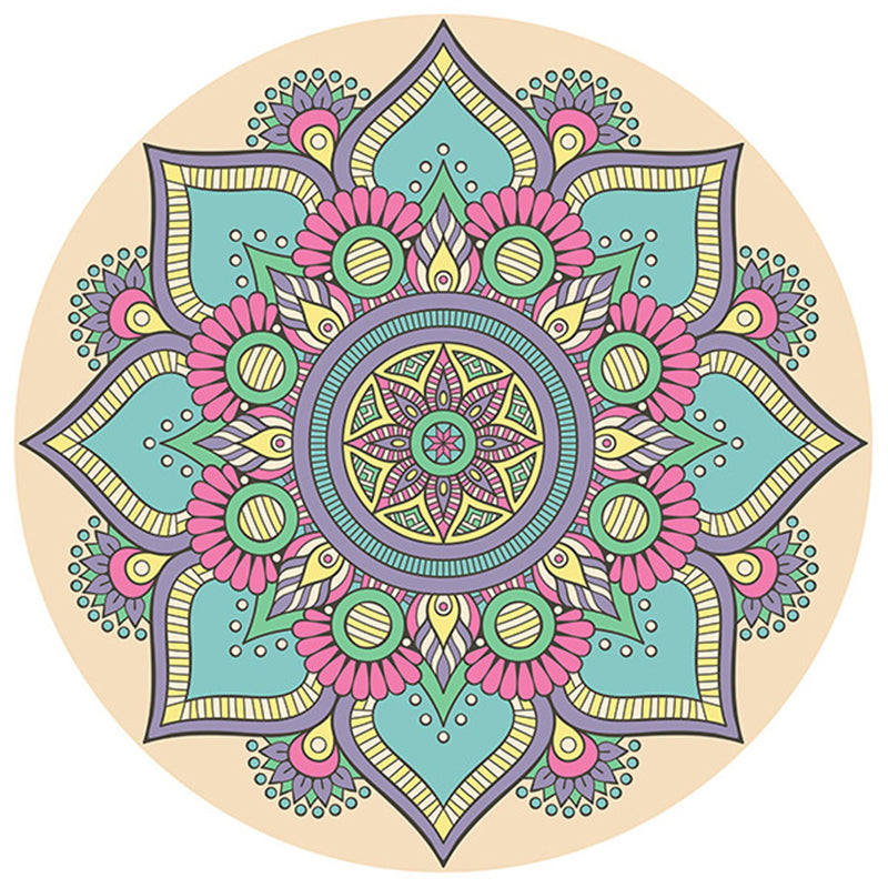 Stylish Tribal Pattern Rug Pink Bohemian Area Carpet Polyester Easy Care Area Rug for Living Room