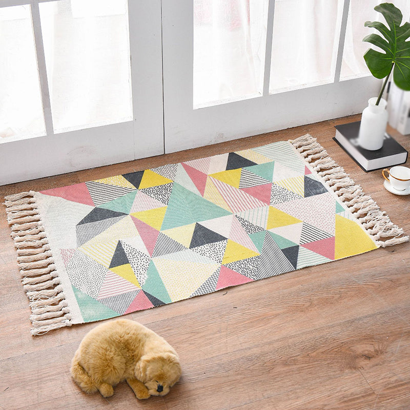 Boheemian Cotton Blend Area Tapijt Retro binnen Tapijt Woonkamer Tapijt met rand
