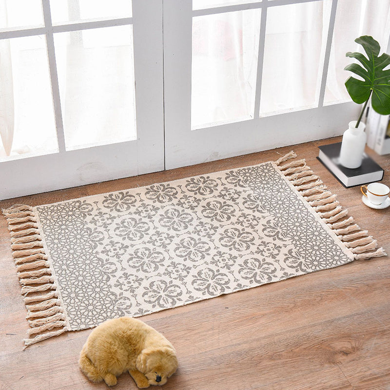 Boheemian Cotton Blend Area Tapijt Retro binnen Tapijt Woonkamer Tapijt met rand