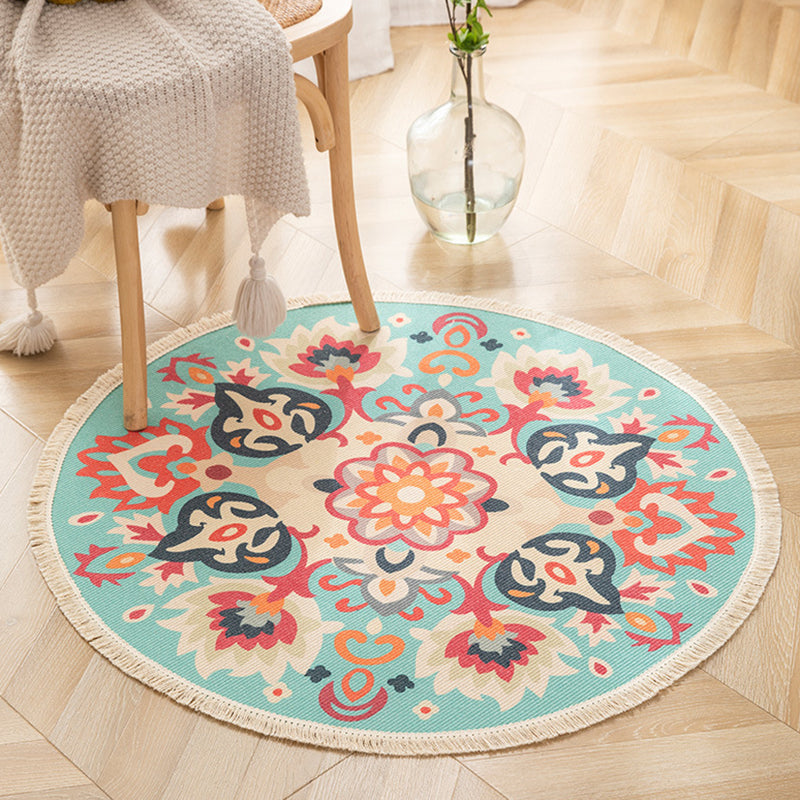 Runder Funky Teppich Americana Muster Fläche Teppich Baumwollmischung Fringe Indoor Teppich für Wohnzimmer