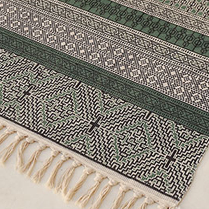 Bohemian Tribal Print Carpet Polyester Fringe Indoor Rug Stain Resistant Area Carpet for Living Room