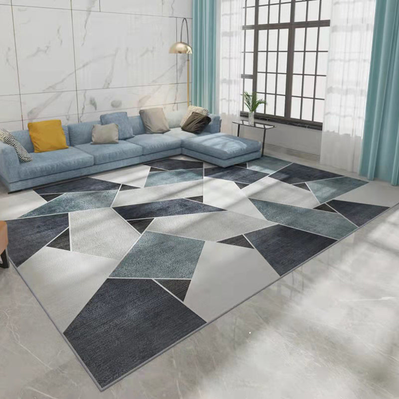 Chic Geometric Print Area Rug Grey Modern Polyester Rug Anti-Slip Backing Rug for Living Room