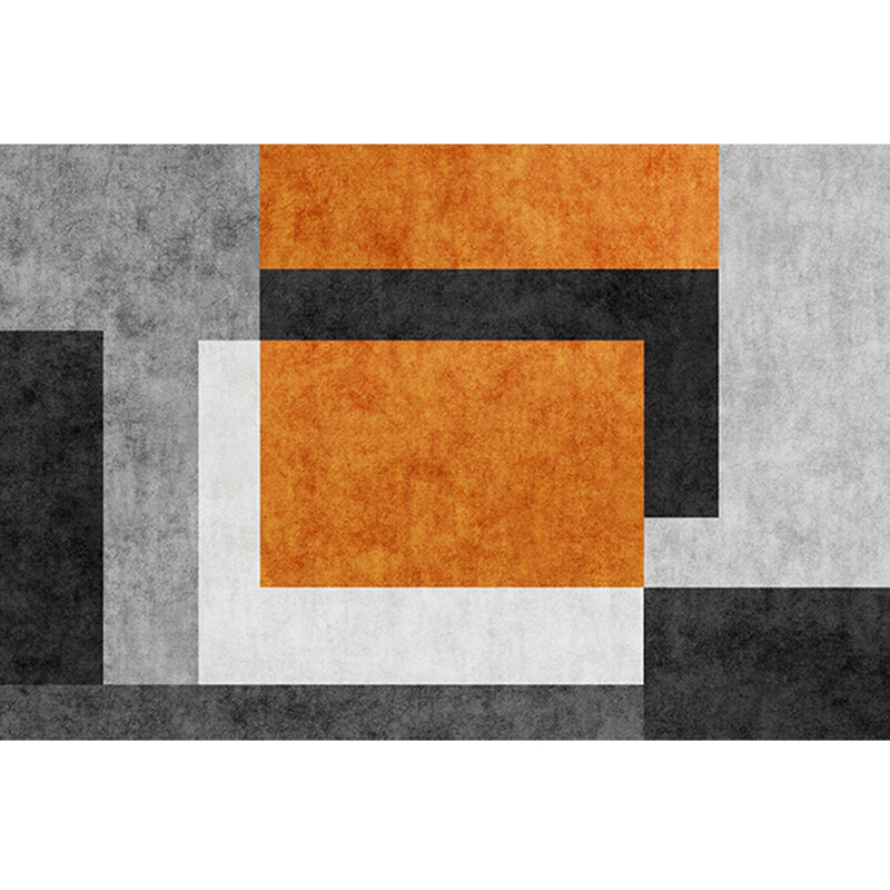 Blue Modern Carpet Polyester Geometric Print Area Rug Anti-Slip Washable Rug for Living Room