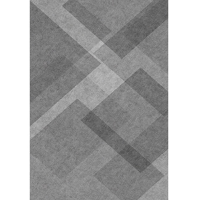 Grey Geometric Pattern Area Rug Polyester Modern Area Carpet Stain Resistant Rug for Home Decor