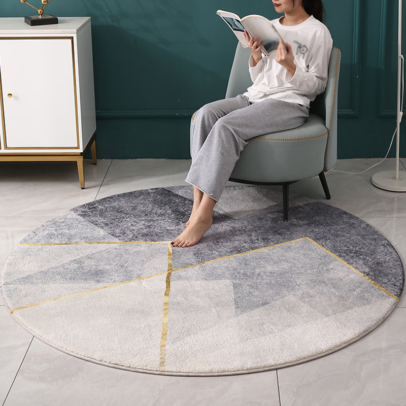 Beige Modern Area Rug Polyester Geometric Print Rug Anti-Slip Washable Rug for Living Room