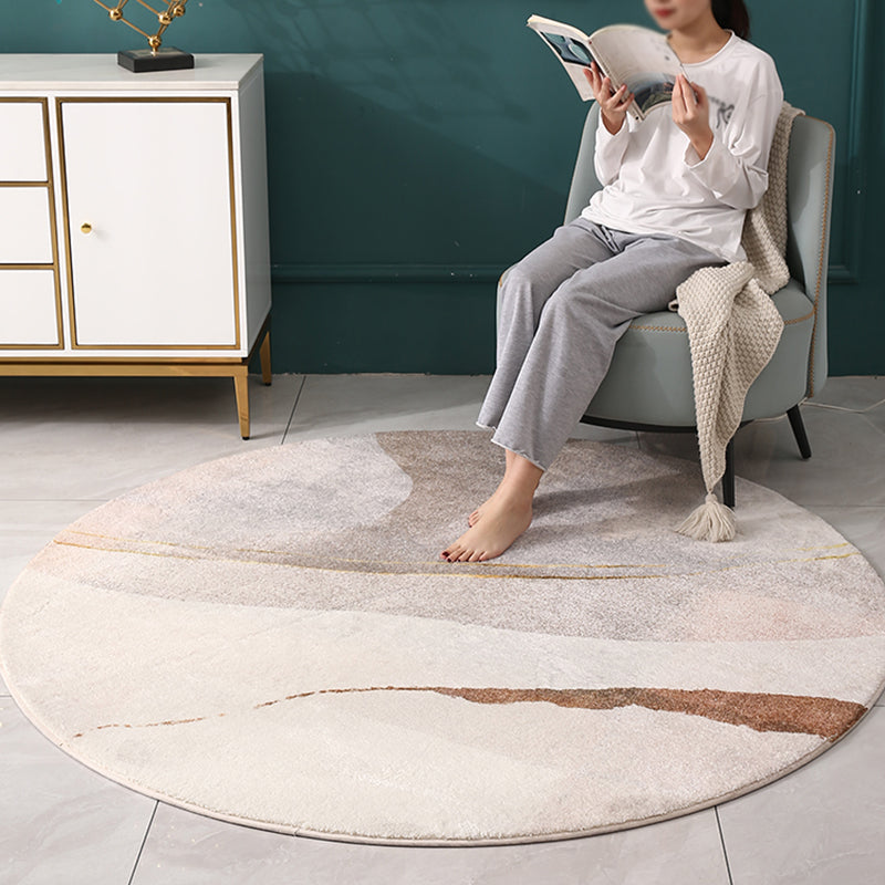 Beige Modern Area Rug Polyester Geometric Print Rug Anti-Slip Washable Rug for Living Room