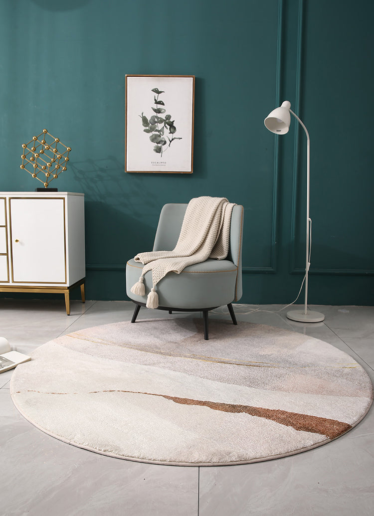 Beige Modern Area Rug Polyester Geometric Print Rug Anti-Slip Washable Rug for Living Room