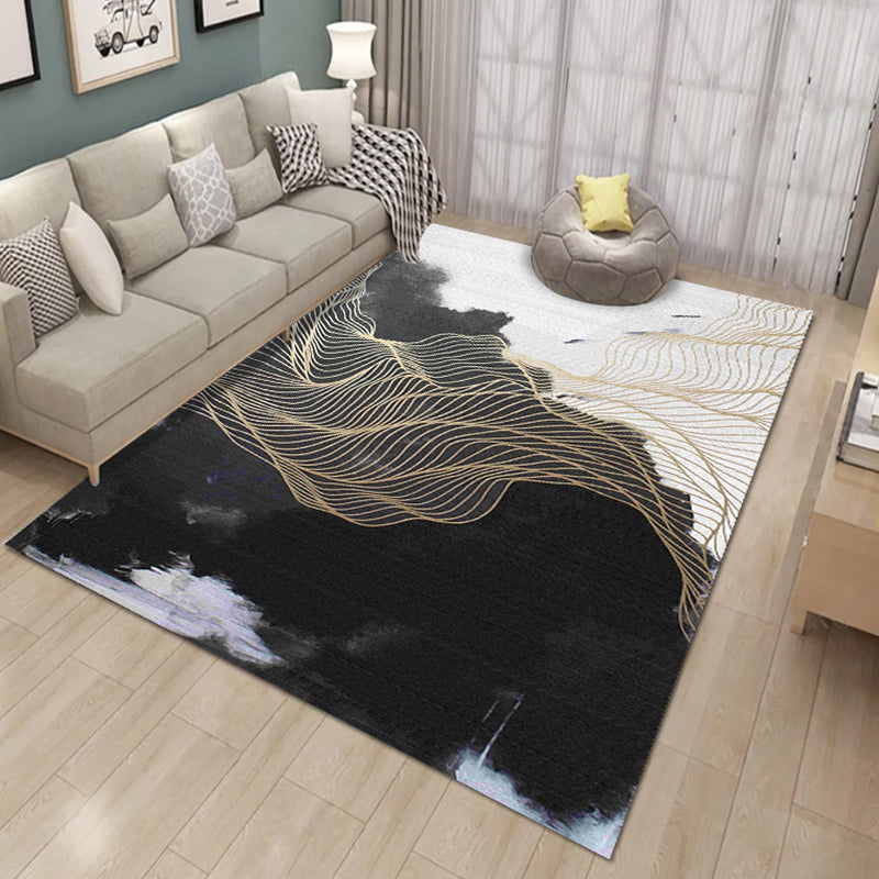 Bold Modern Carpet Abstract Print Area Rug Non-Slip Polyster Rug for Home Decoration