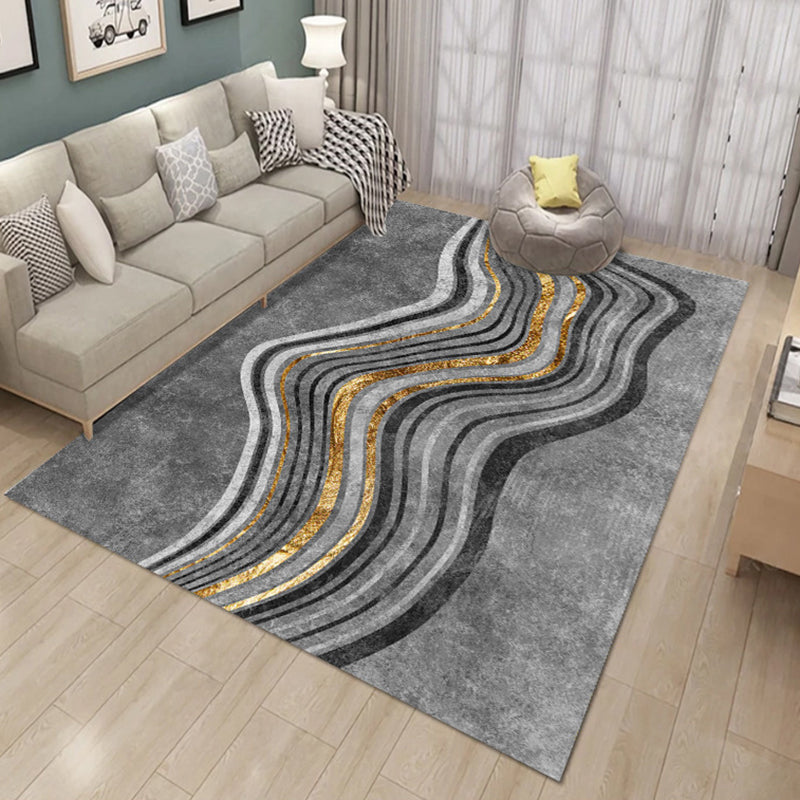 Bold Modern Carpet Abstract Print Area Rug Non-Slip Polyster Rug for Home Decoration