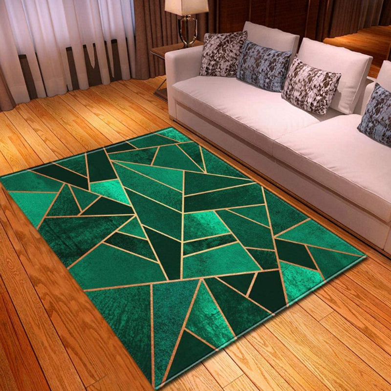 Casual Geometric Area Rug Polyester Carpet Washable Anti-Slip Backing Indoor Rug for Living Room