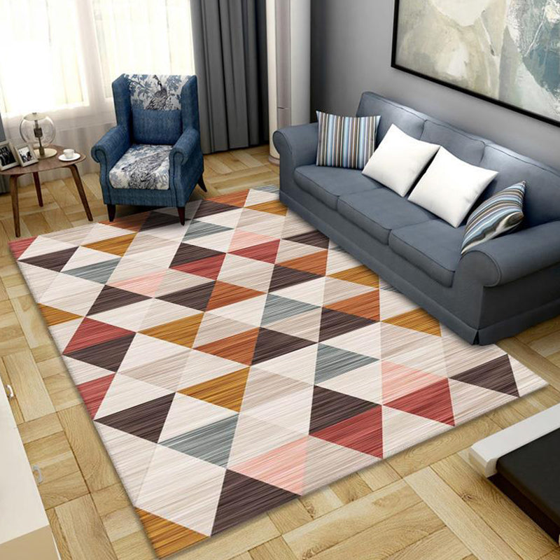 Modern Geometric Carpet Leisure Washable Area Rug Polyster Living Room Carpet with Non-Slip Backing