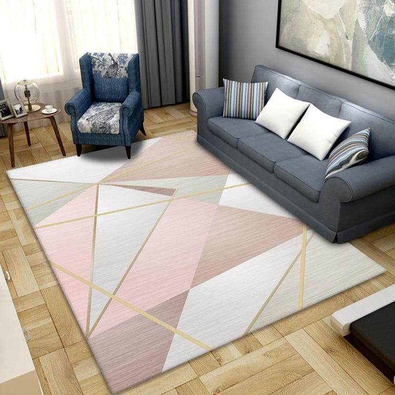 Modern Geometric Carpet Leisure Washable Area Rug Polyster Living Room Carpet with Non-Slip Backing