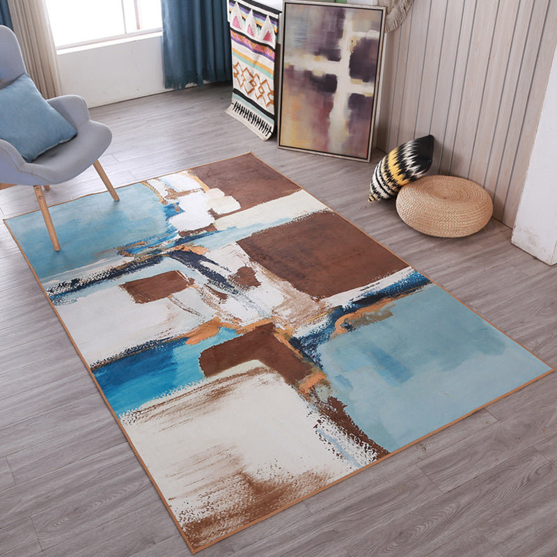 Creative Abstract Pattern Indoor Rug Simple Polyester Rug Washable Anti-Slip Rug for Living Room
