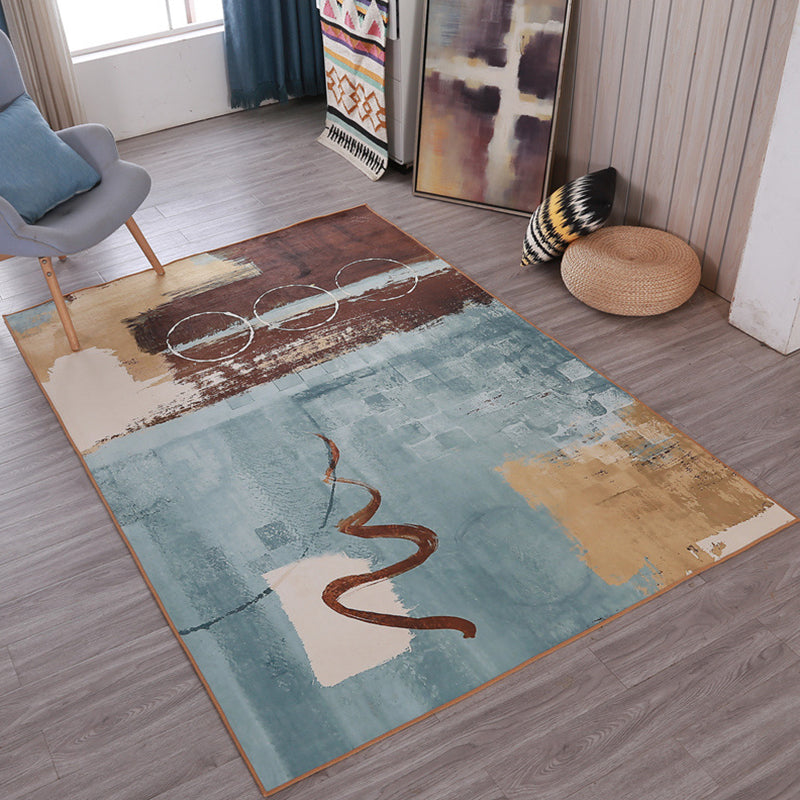 Creative Abstract Pattern Indoor Rug Simple Polyester Rug Washable Anti-Slip Rug for Living Room