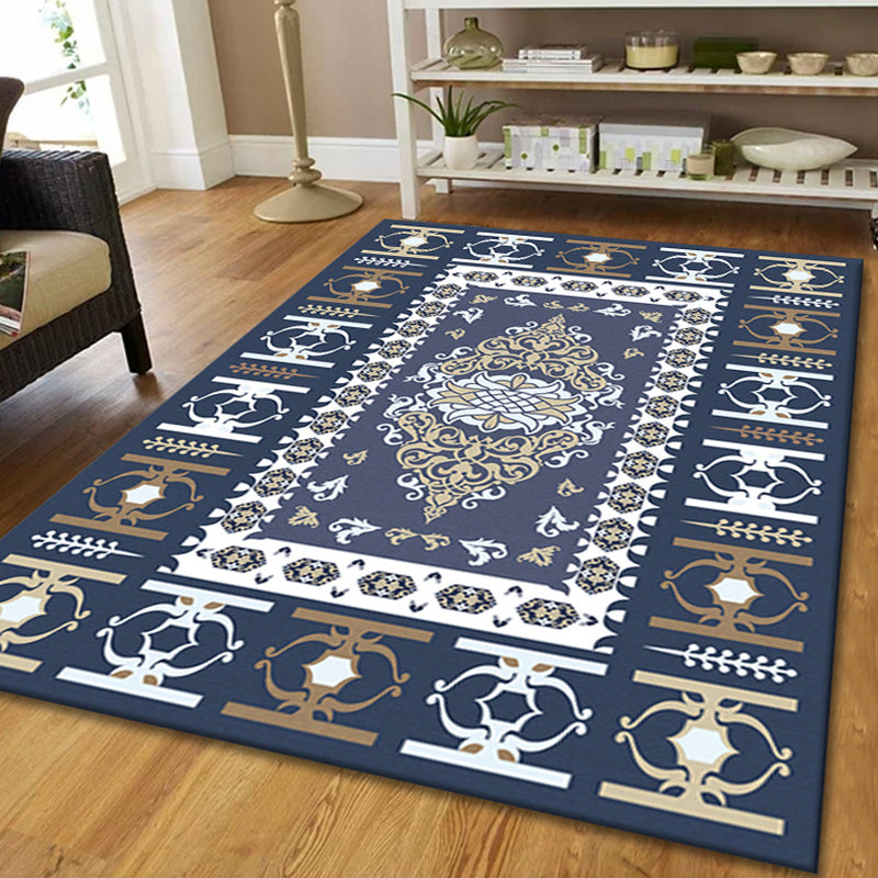 Tapis de tapis à imprimé rétro Médaillon Tapis en polyester tapis d'intérieur non glipt