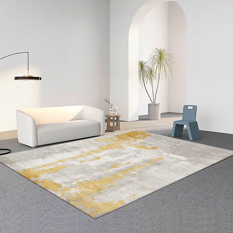 Grey Modern Rug Polyester Graphic Area Rug Non-Slip Backing Indoor Rug for Living Room