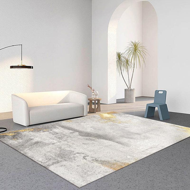 Grey Modern Rug Polyester Graphic Area Rug Non-Slip Backing Indoor Rug for Living Room