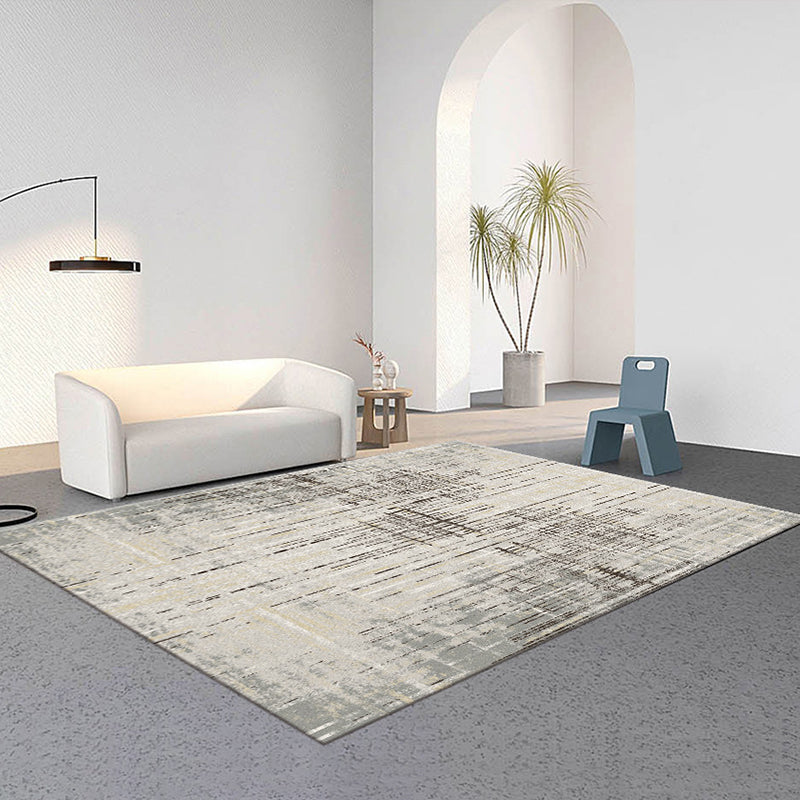 Grey Modern Rug Polyester Graphic Area Rug Non-Slip Backing Indoor Rug for Living Room