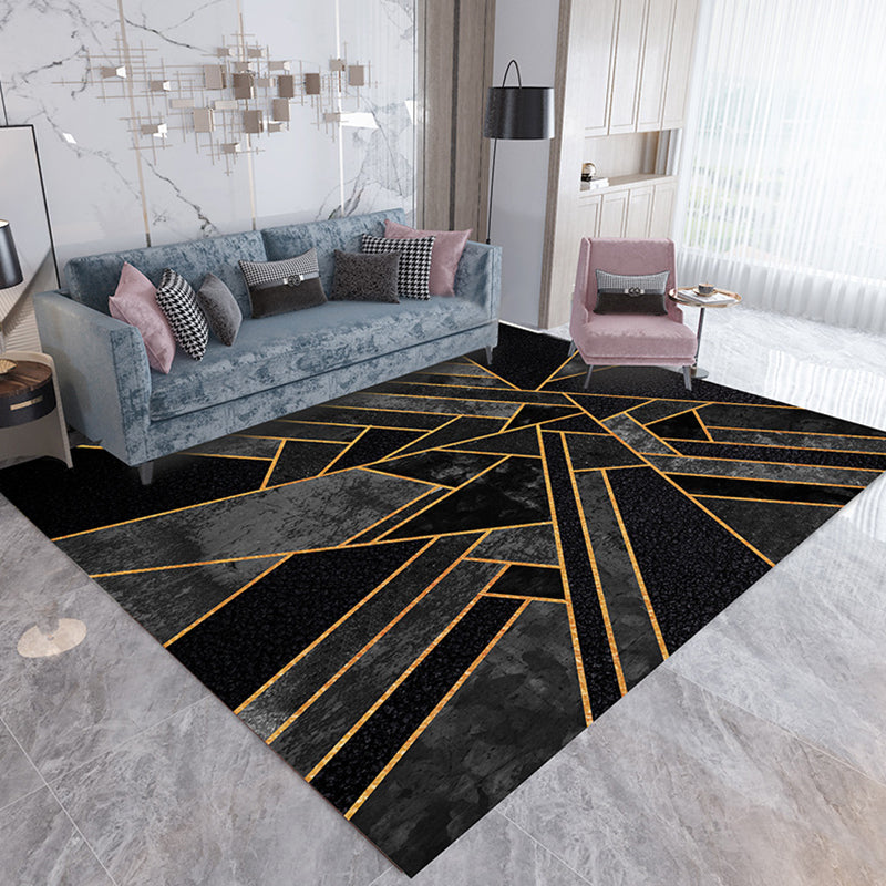 Classic Geometric Carpet Patchwork Modern Area Rug Polyester Anti-Slip Indoor Rug for Living Room
