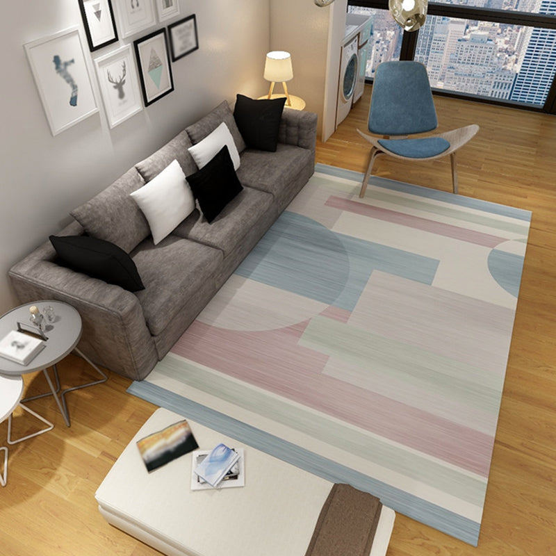 Modern Carpet Patchwork Trendy Polyster Area Rug Anti-Slip Backing Washable Rug for Living Room