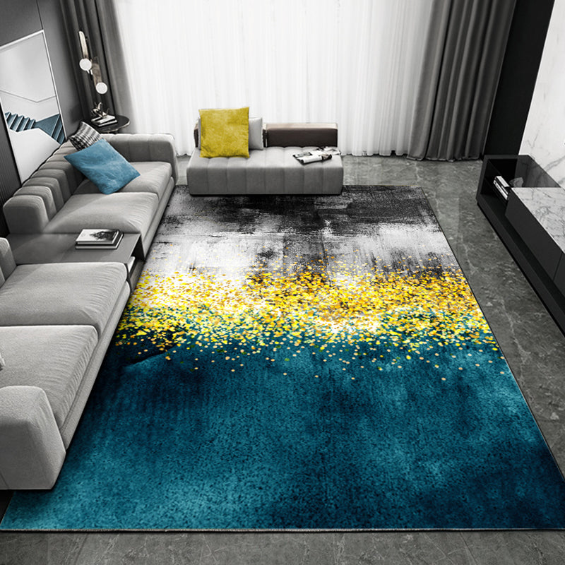 Fancy Grey Modern Carpet Color-Blocked Polyester Area Rug Non-Slip Backing Rug for Home Decor