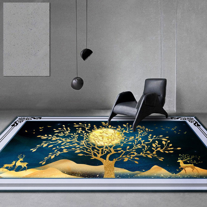 Antique Florentine Tile Carpet Polyester Area Rug Stain Resistant Indoor Carpet for Living Room