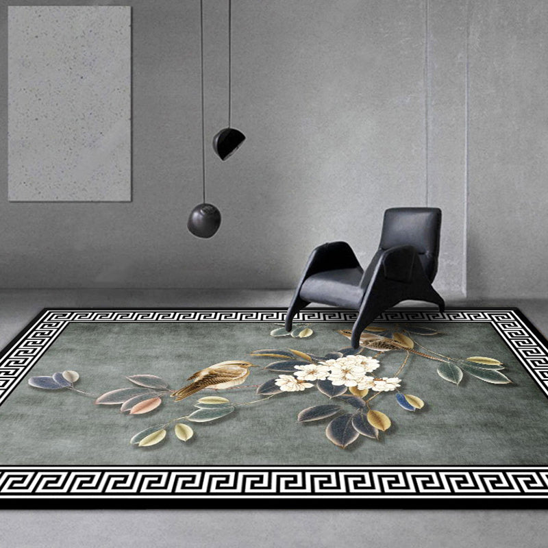 Antique Florentine Tile Carpet Polyester Area Rug Stain Resistant Indoor Carpet for Living Room