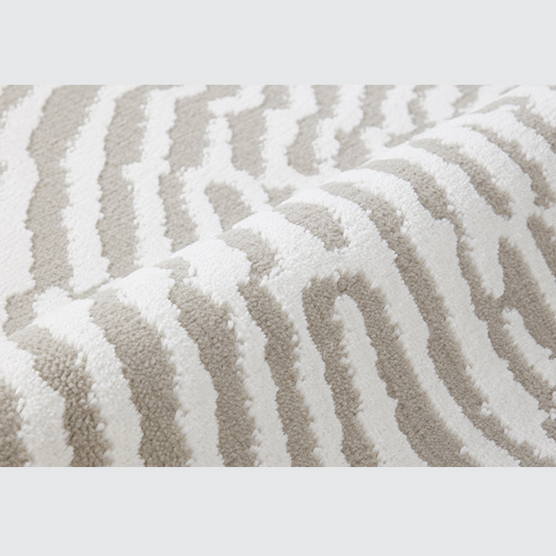 Casual Modern Area Rug Beige Polyester Area Crapet Stripe Pattern Easy Care Rug for Living Room