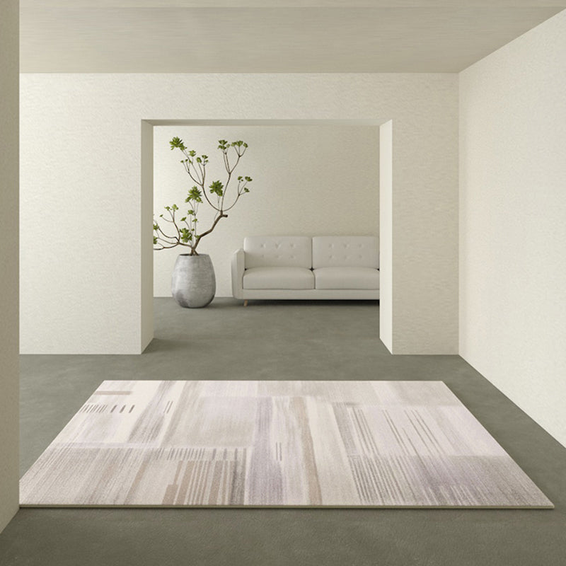 Beige Modern Area Rug Polyester Stripe Pattern Rug Non-Slip Rug for Home Decor