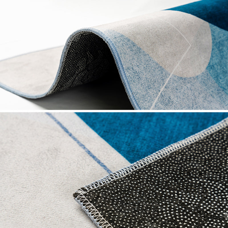 Grey Modern Area Rug Stripe Pattern Polyester Area Carpet Anti-Slip Washable Rug for Living Room